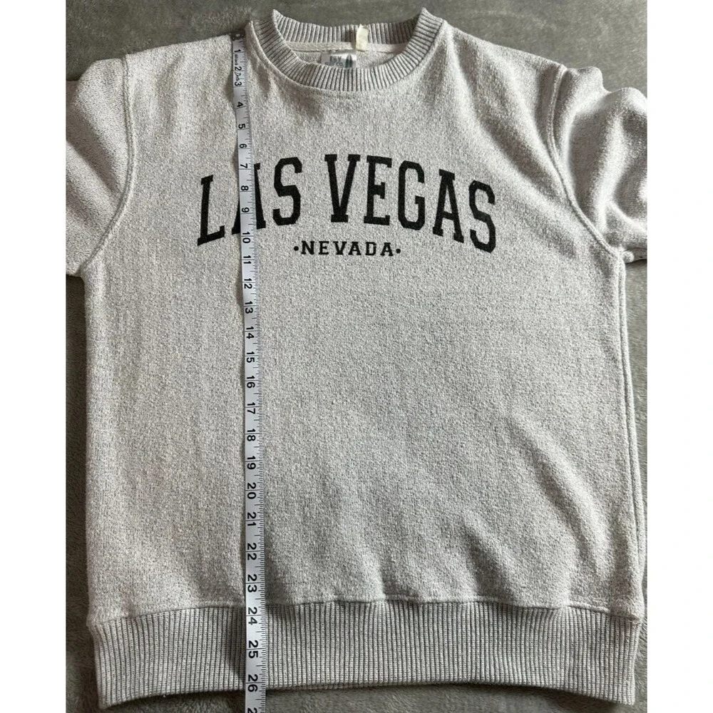 VTG Esy Surf Co‎ Las Vegas Graphic Print Sweater Size M Heather Grey/Black Soft - Picture 4 of 7